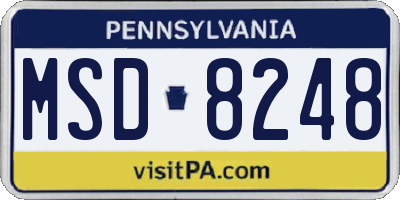 PA license plate MSD8248
