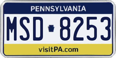 PA license plate MSD8253