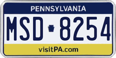 PA license plate MSD8254