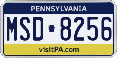 PA license plate MSD8256