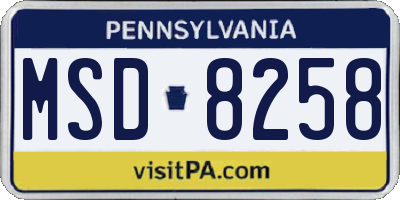 PA license plate MSD8258
