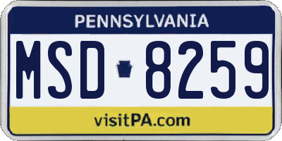 PA license plate MSD8259