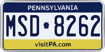 PA license plate MSD8262