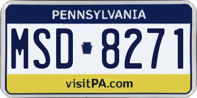 PA license plate MSD8271