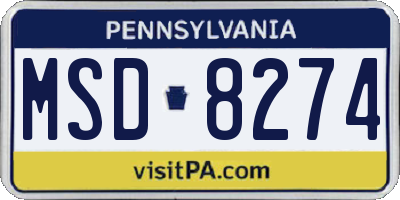 PA license plate MSD8274