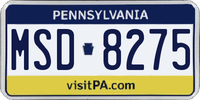 PA license plate MSD8275