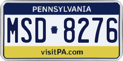 PA license plate MSD8276