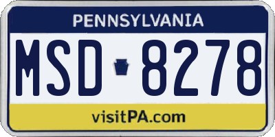 PA license plate MSD8278