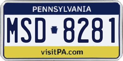 PA license plate MSD8281