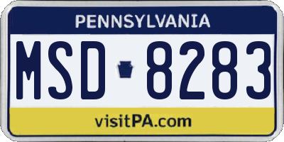 PA license plate MSD8283