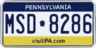 PA license plate MSD8286