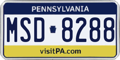 PA license plate MSD8288