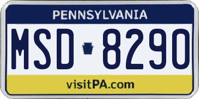 PA license plate MSD8290