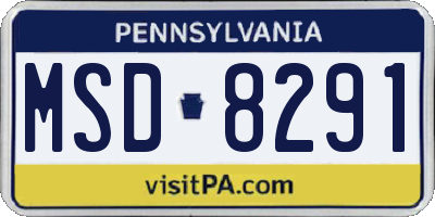 PA license plate MSD8291