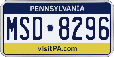 PA license plate MSD8296