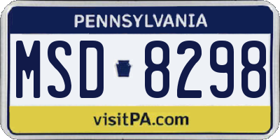 PA license plate MSD8298