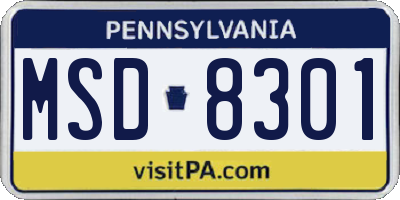 PA license plate MSD8301