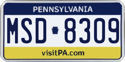 PA license plate MSD8309
