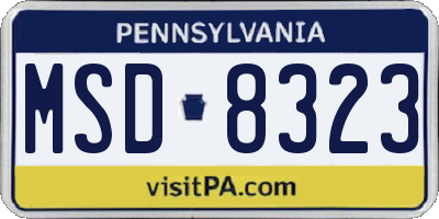 PA license plate MSD8323