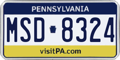 PA license plate MSD8324