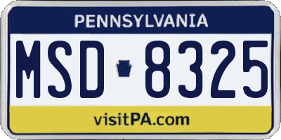 PA license plate MSD8325