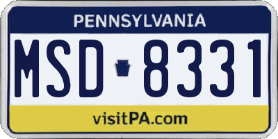 PA license plate MSD8331