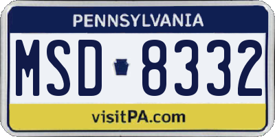 PA license plate MSD8332