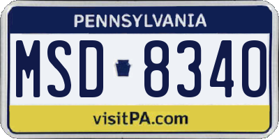 PA license plate MSD8340