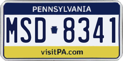 PA license plate MSD8341