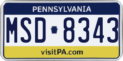 PA license plate MSD8343