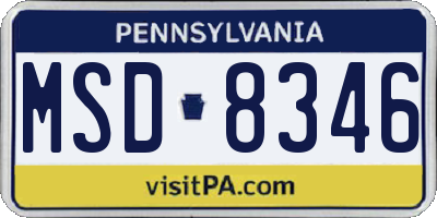 PA license plate MSD8346