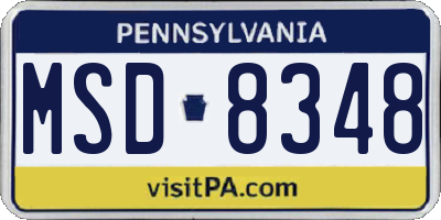 PA license plate MSD8348