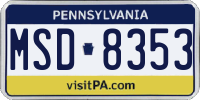 PA license plate MSD8353