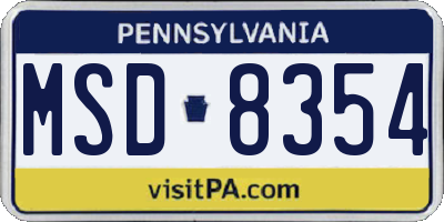 PA license plate MSD8354