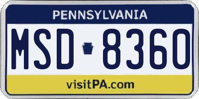 PA license plate MSD8360