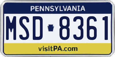 PA license plate MSD8361