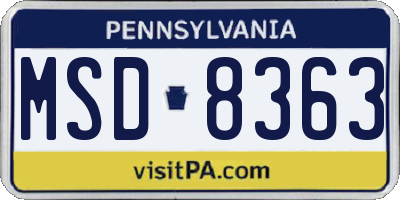 PA license plate MSD8363