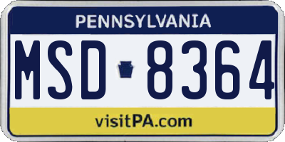 PA license plate MSD8364