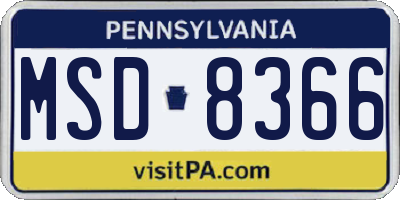 PA license plate MSD8366