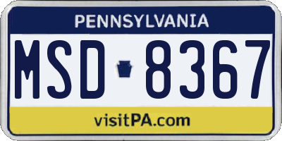 PA license plate MSD8367