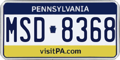 PA license plate MSD8368