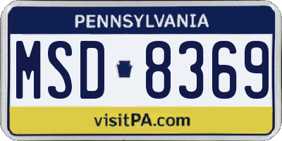 PA license plate MSD8369