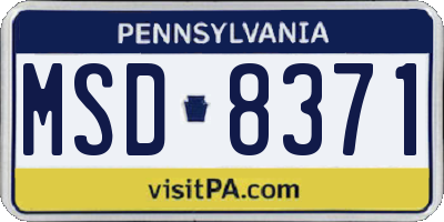 PA license plate MSD8371