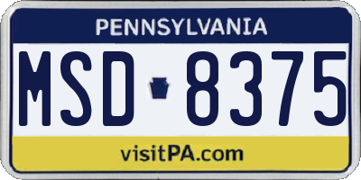 PA license plate MSD8375