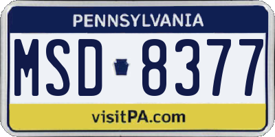 PA license plate MSD8377