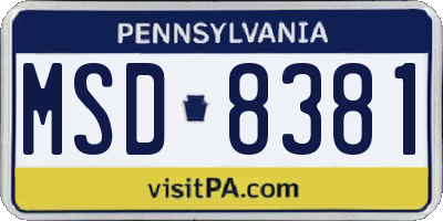 PA license plate MSD8381
