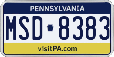 PA license plate MSD8383