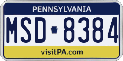 PA license plate MSD8384