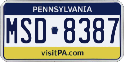 PA license plate MSD8387