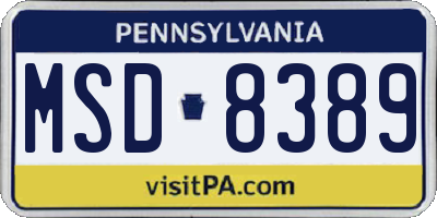 PA license plate MSD8389